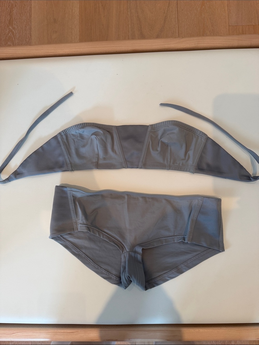 Eres Paris Bandeau Bikini Set Gray Blue Made in France Size US 6